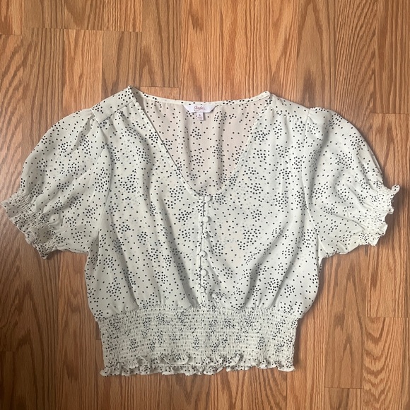 NWOT - Sheer Puffy Sleeve Smocked Crop Top Blouse - Size Small - Picture 1 of 5